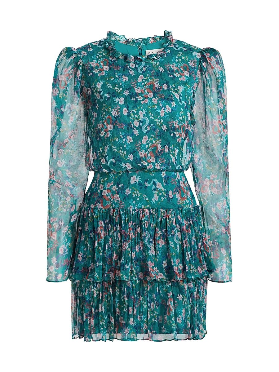 Women's V. Tang Ava Fit & Flare Minidress - Sea Hidden Ophidian - Size 12