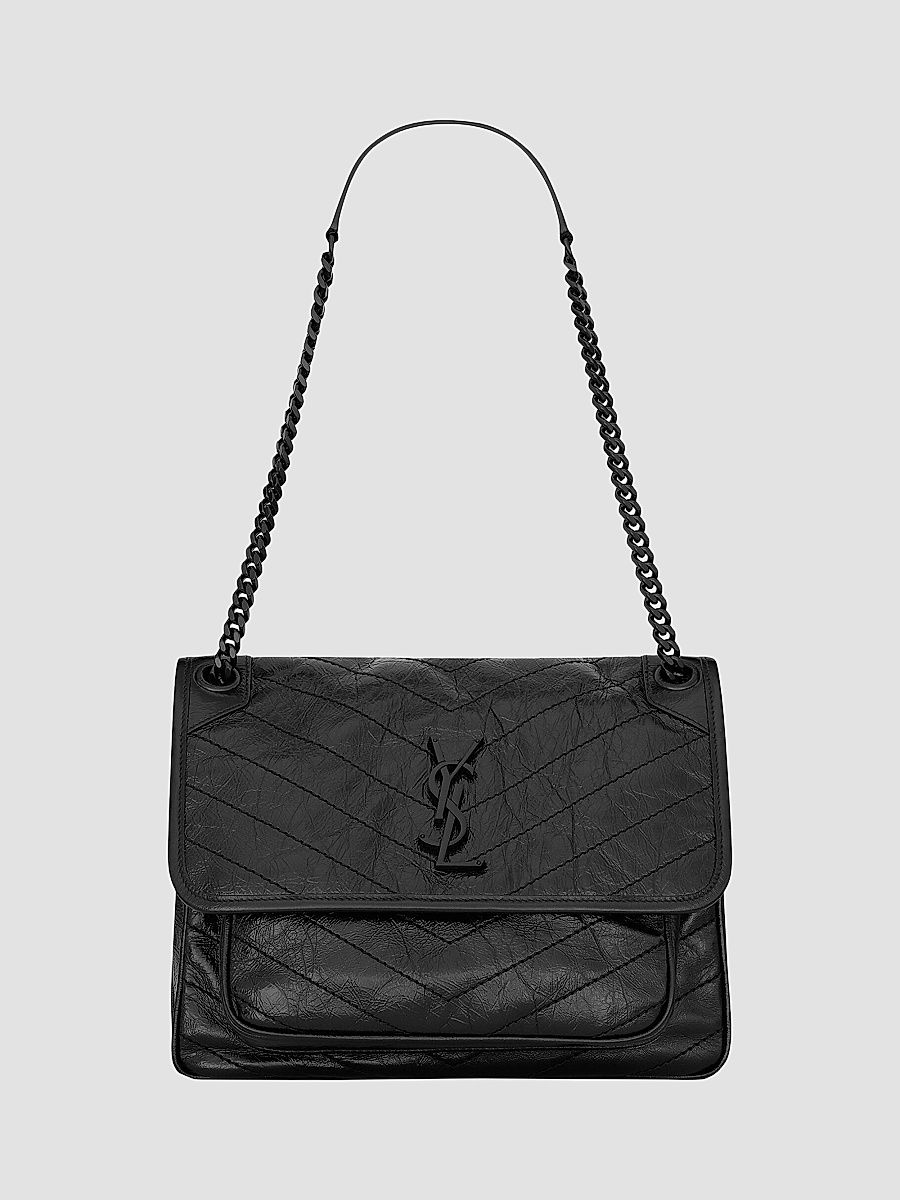 Saint Laurent Women's Niki Medium Shoulder Bag in Vintage Leather - Black