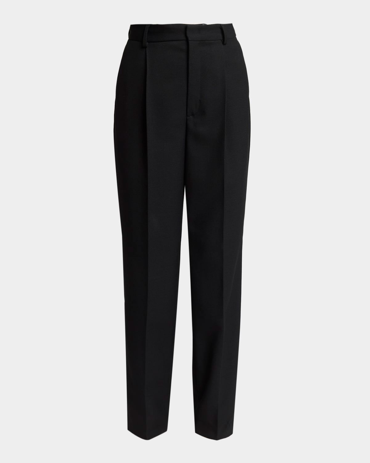Pleated Straight-Leg Tuxedo Pants