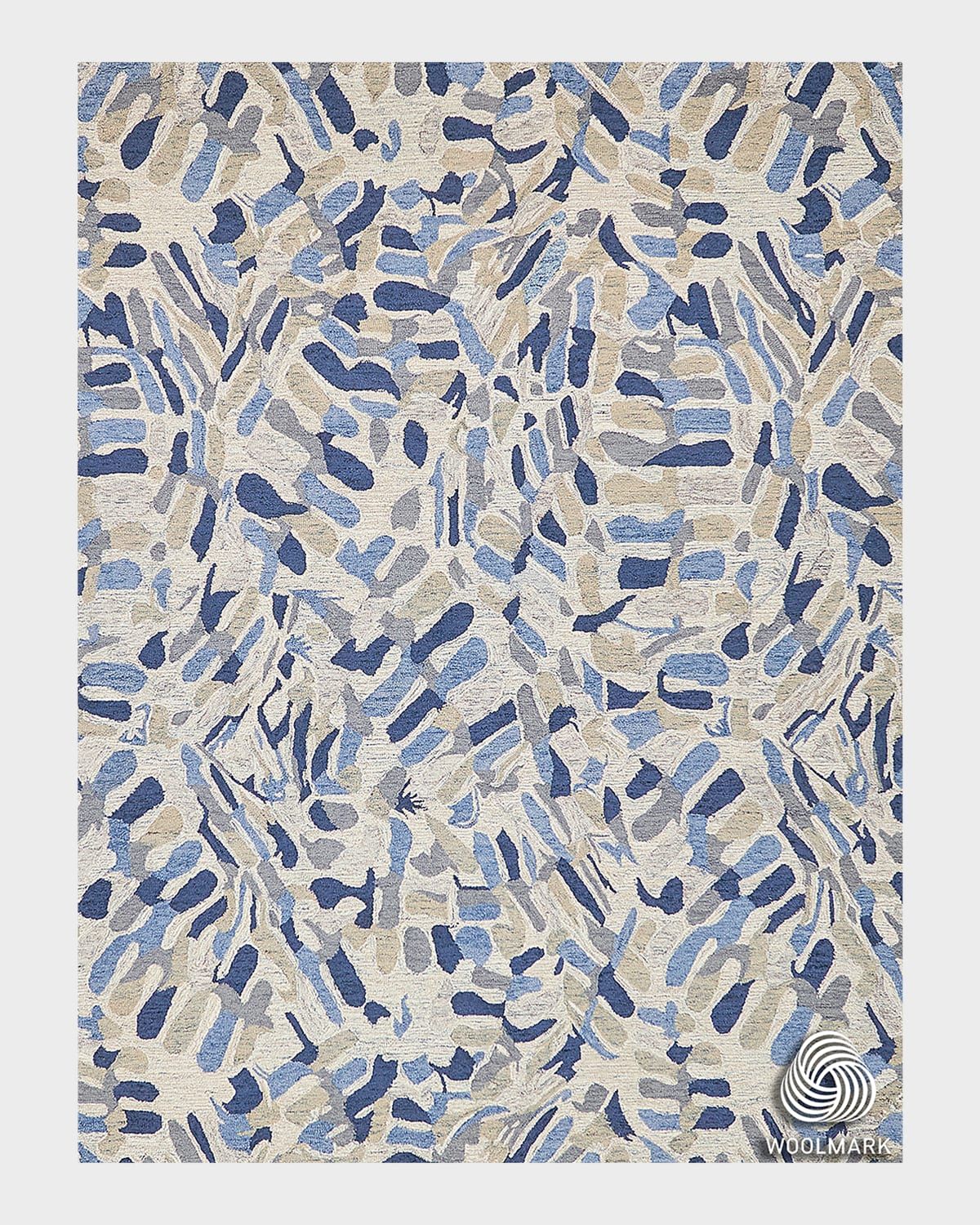 Botanica Navy/Ivory/Multi New Zealand Wool hand-tufted Area Rug