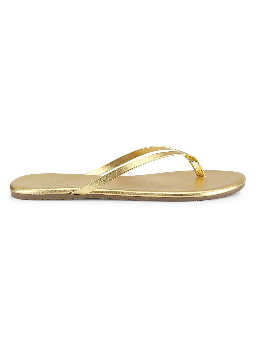 Women's Metallics Leather Flip Flops - Fairylust - Size 11