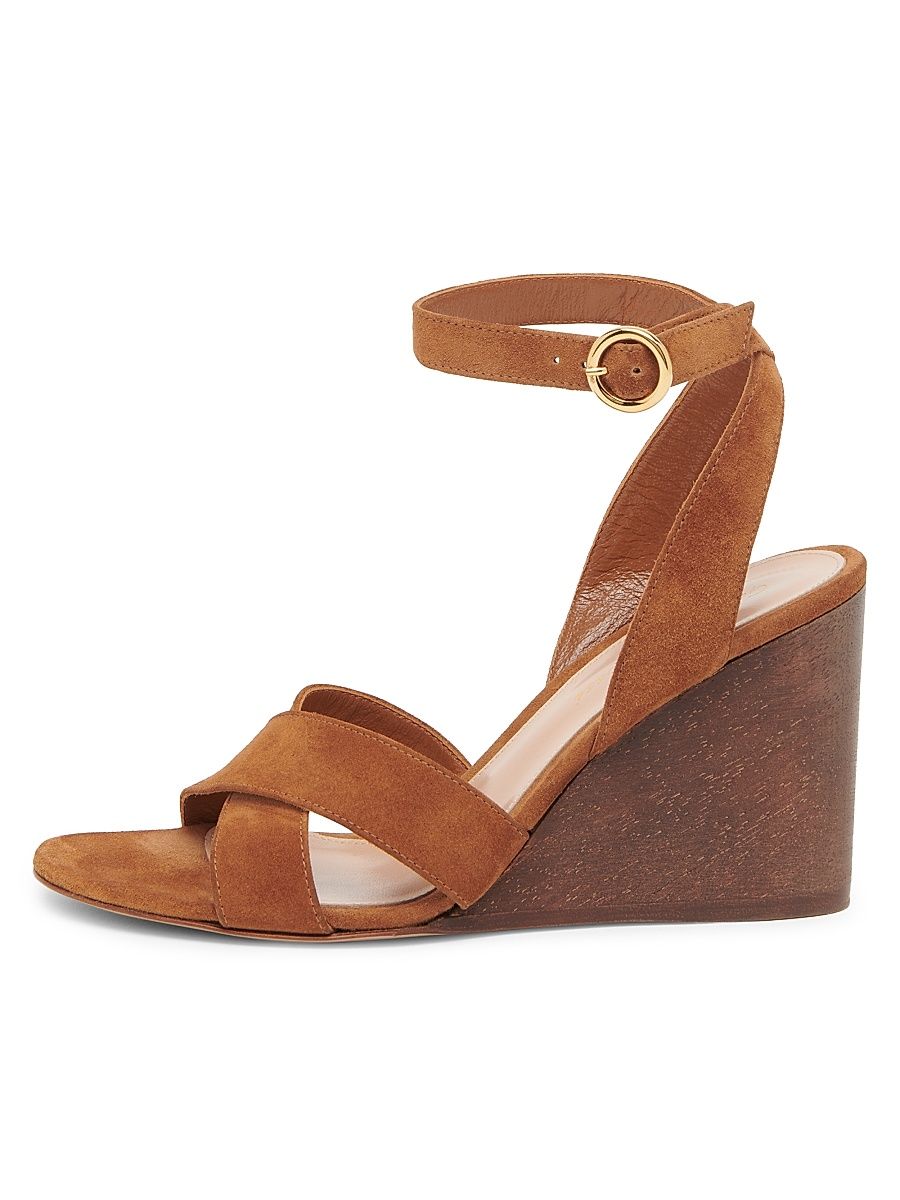 Women's 85MM Suede Wedge Sandals - Luggage - Size 12