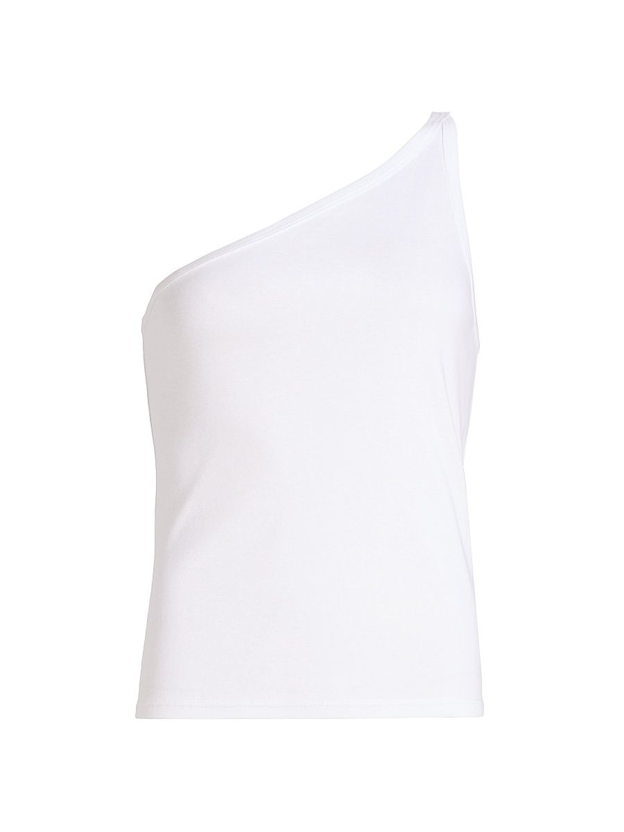 Women's Marlee One-Shoulder Cotton Tank - White - Size XL