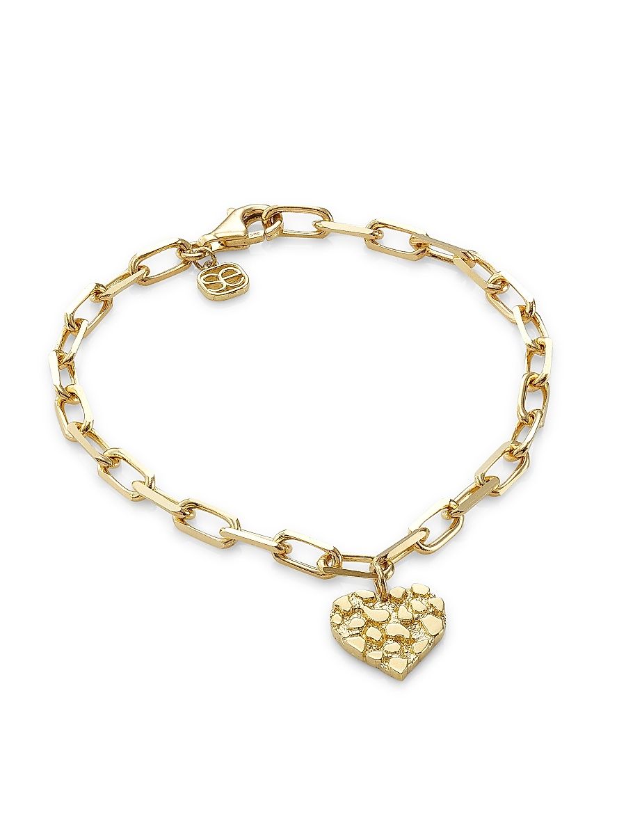 Women's 14K Yellow Gold Heart Charm Bracelet - Gold