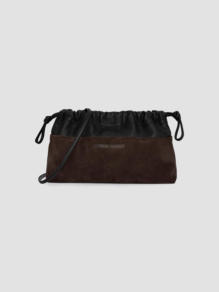 Pierre Hardy Women's Twin Colorblocked Suede & Leather Drawstring Clutch - Dark Brown Black