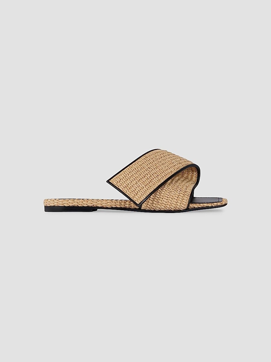 Givenchy Women's Sliced Square Raffia-Effect Flat Mules - Natural - Size 8