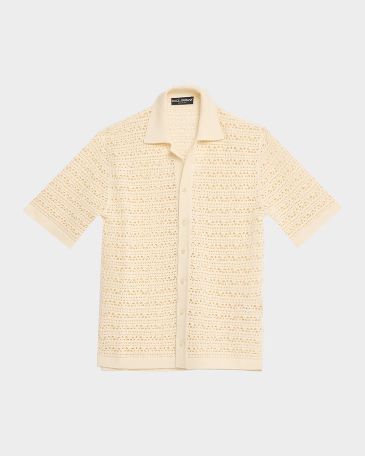 Men & apos;s Crochet Short-Sleeve Button-Down Shirt