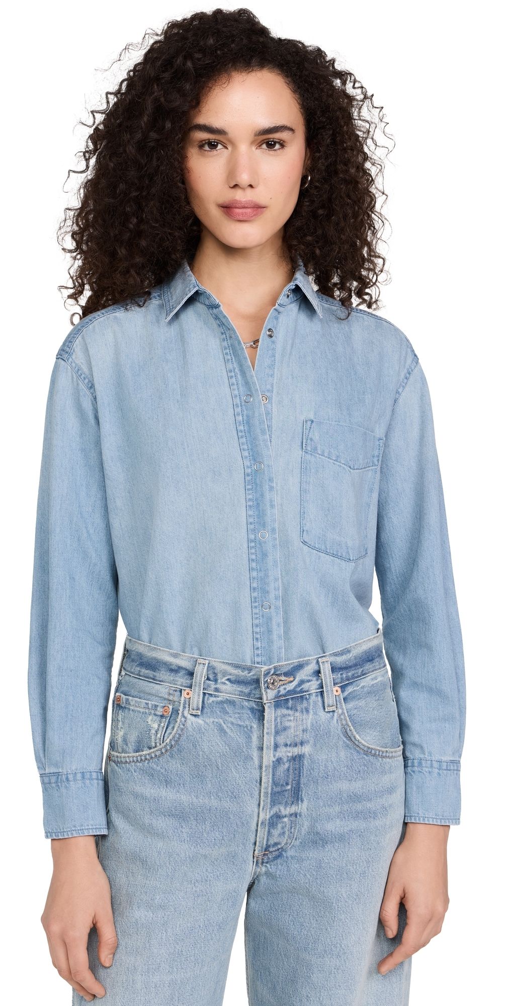 AYR The Denim Deep End Button Down Shirt Air Kisses M