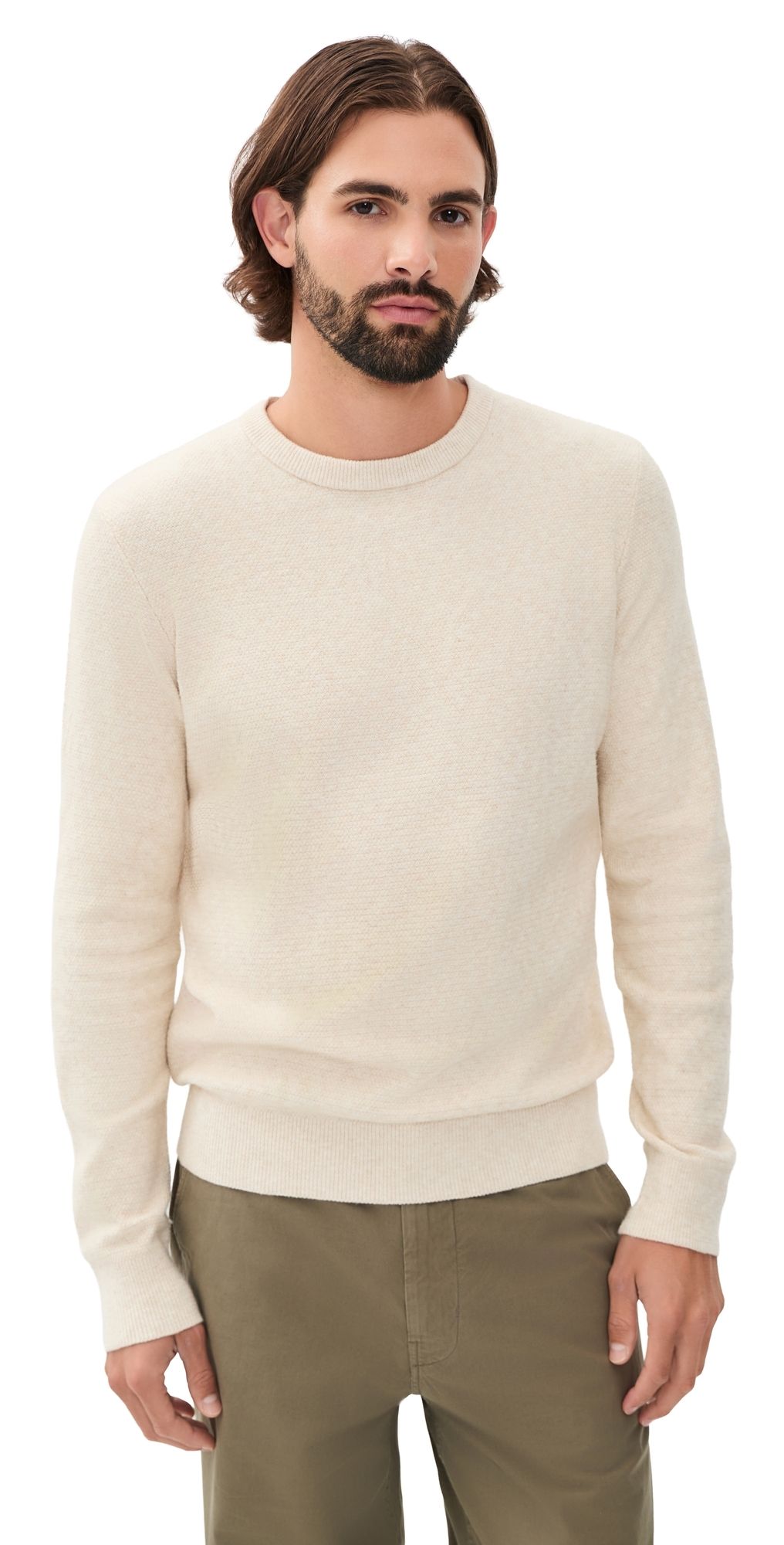Faherty Jackson Crew Sweater Ivory Sky Feeder M