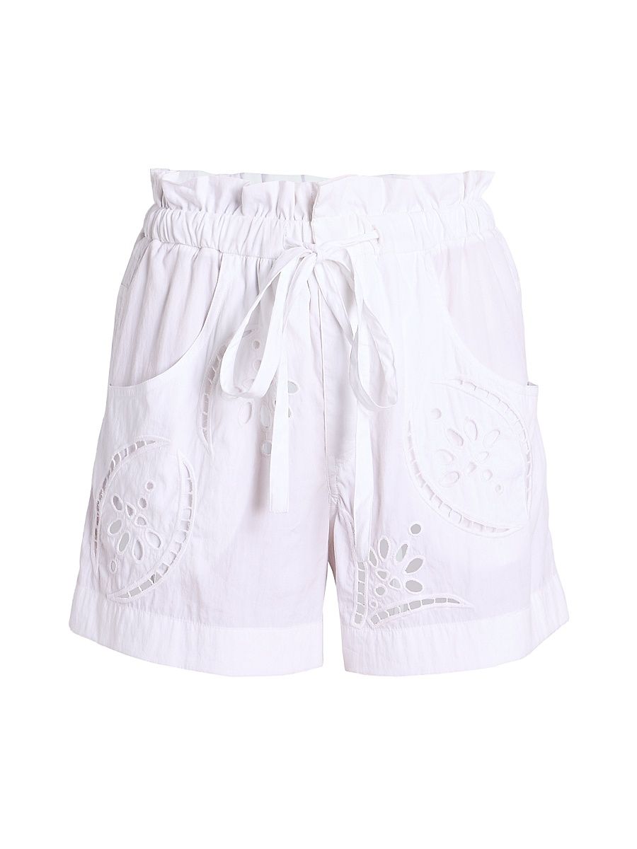 Isabel Marant Women's Hidea Drawstring Eyelet Shorts - White - Size 8