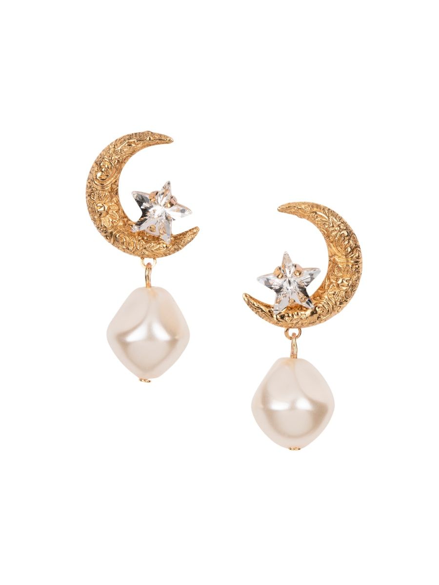 Jennifer Behr Women's Lune 24K Gold-Plated, Crystal & Glass Pearl Crescent Moon Drop Earrings - Pearl