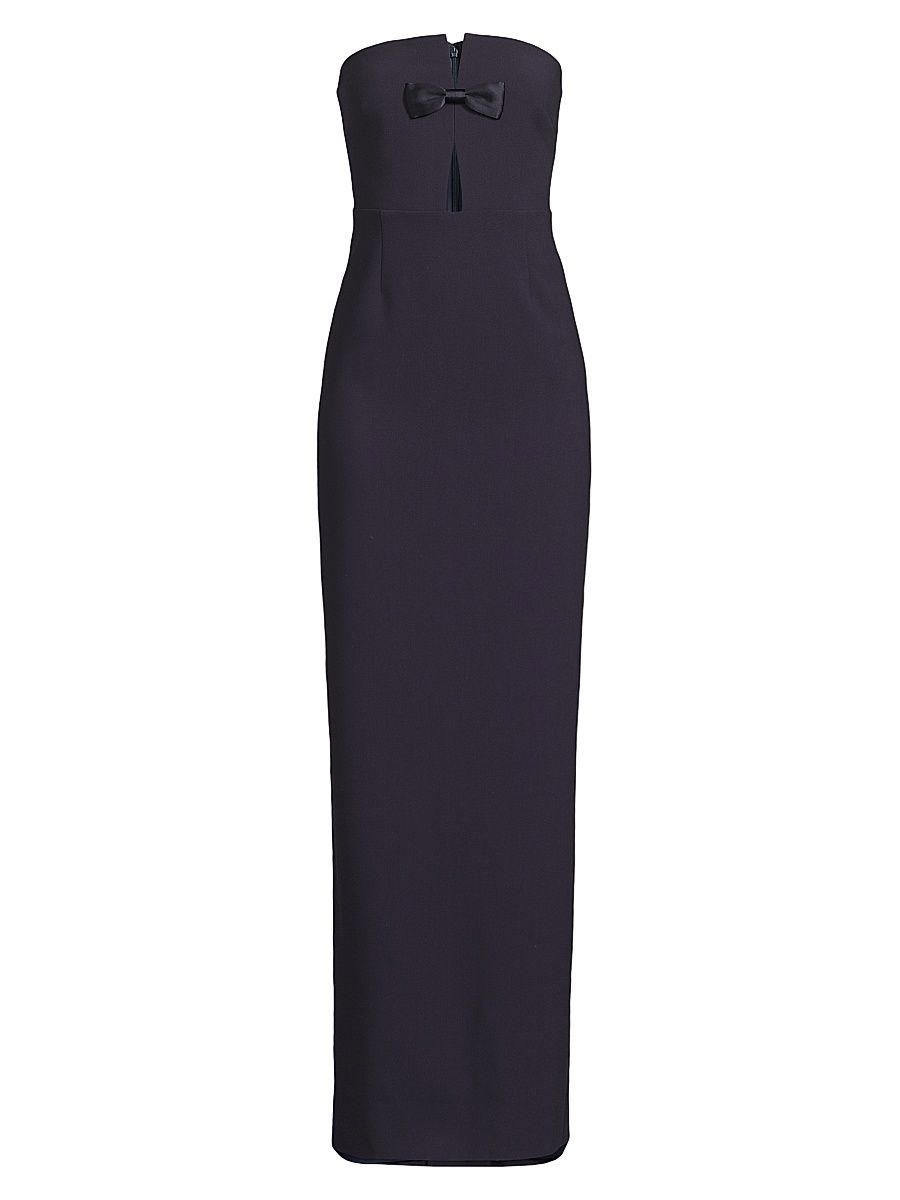 Women's Fallon Strapless Bow Column Gown - Navy - Size 14