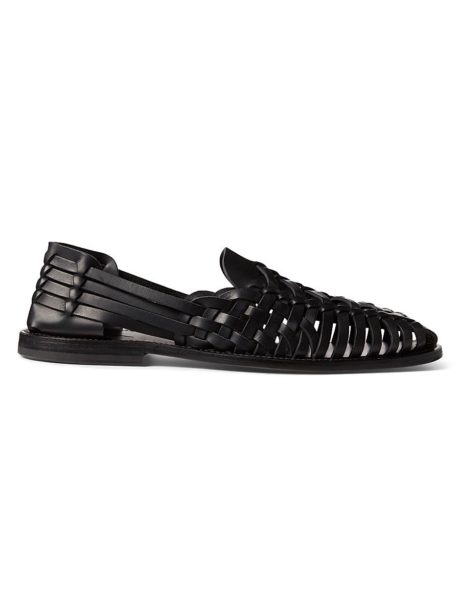 Men's Leather Huarache Loafers - Black - Size 9