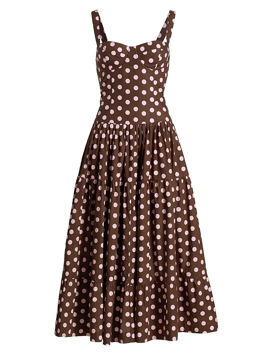 Women's Santiago Cotton Midi-Dress - Joelle Dot Brown - Size 14