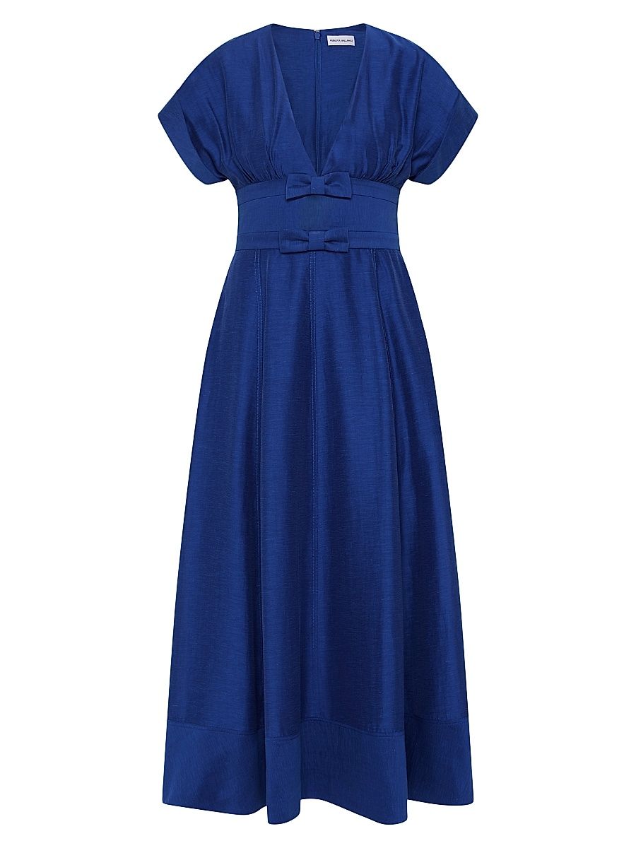 Women's Cera V-Neck Bow Midi-Dress - Blue - Size 6