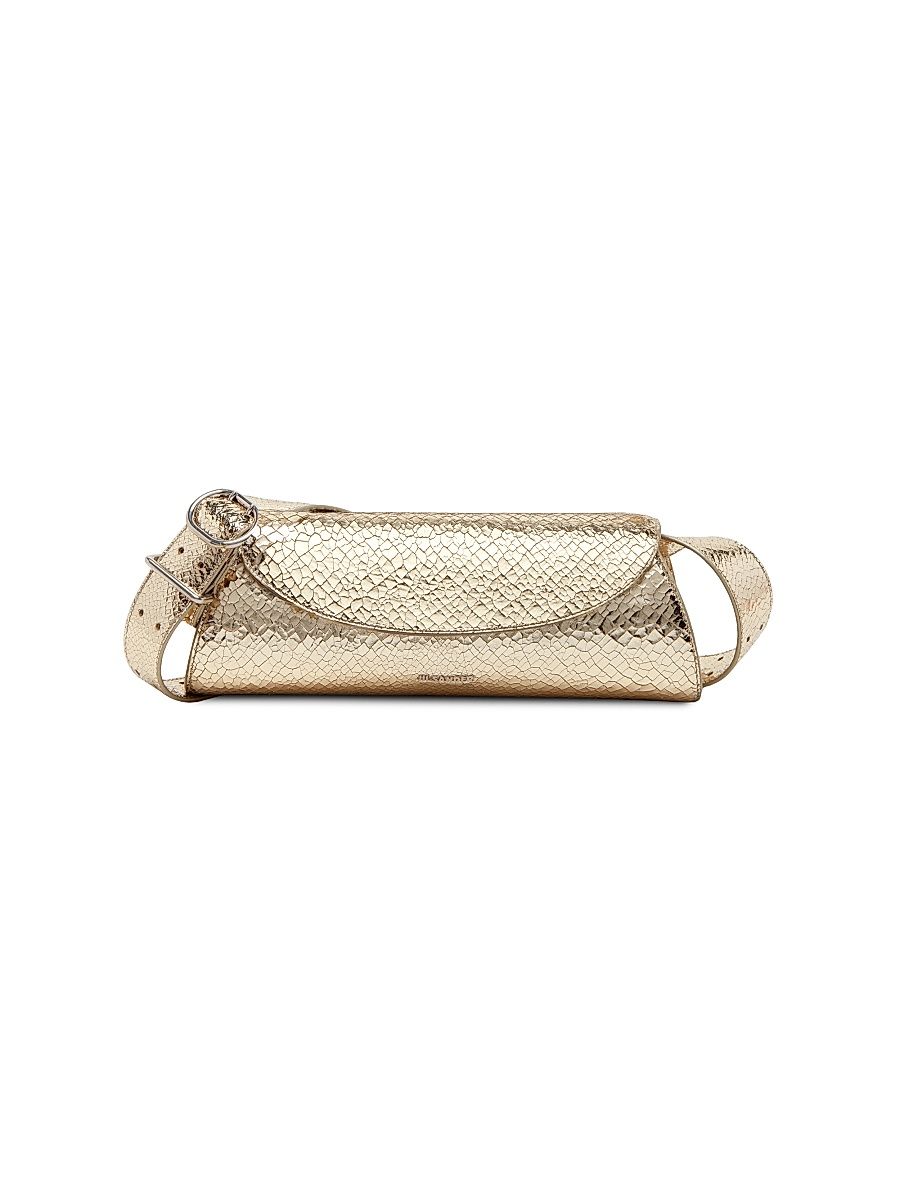Women's Cannolo Metallic Leather Shoulder Bag - Platino