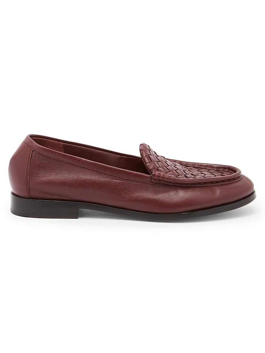 Women's Sveglia Intrecciato Leather Loafers - Deep Mahogany - Size 6