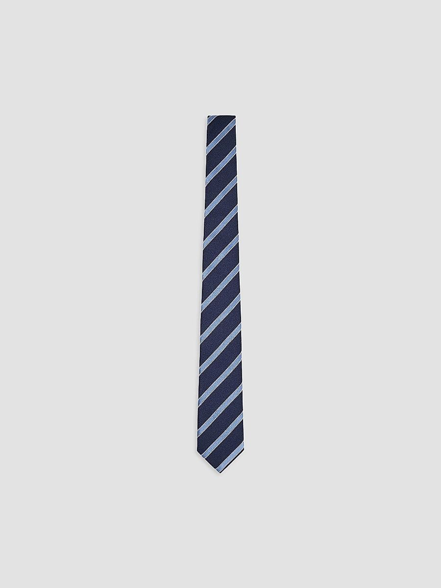 Giorgio Armani Men's Wide-Diagonal Striped Silk Jacquard Tie - Blue