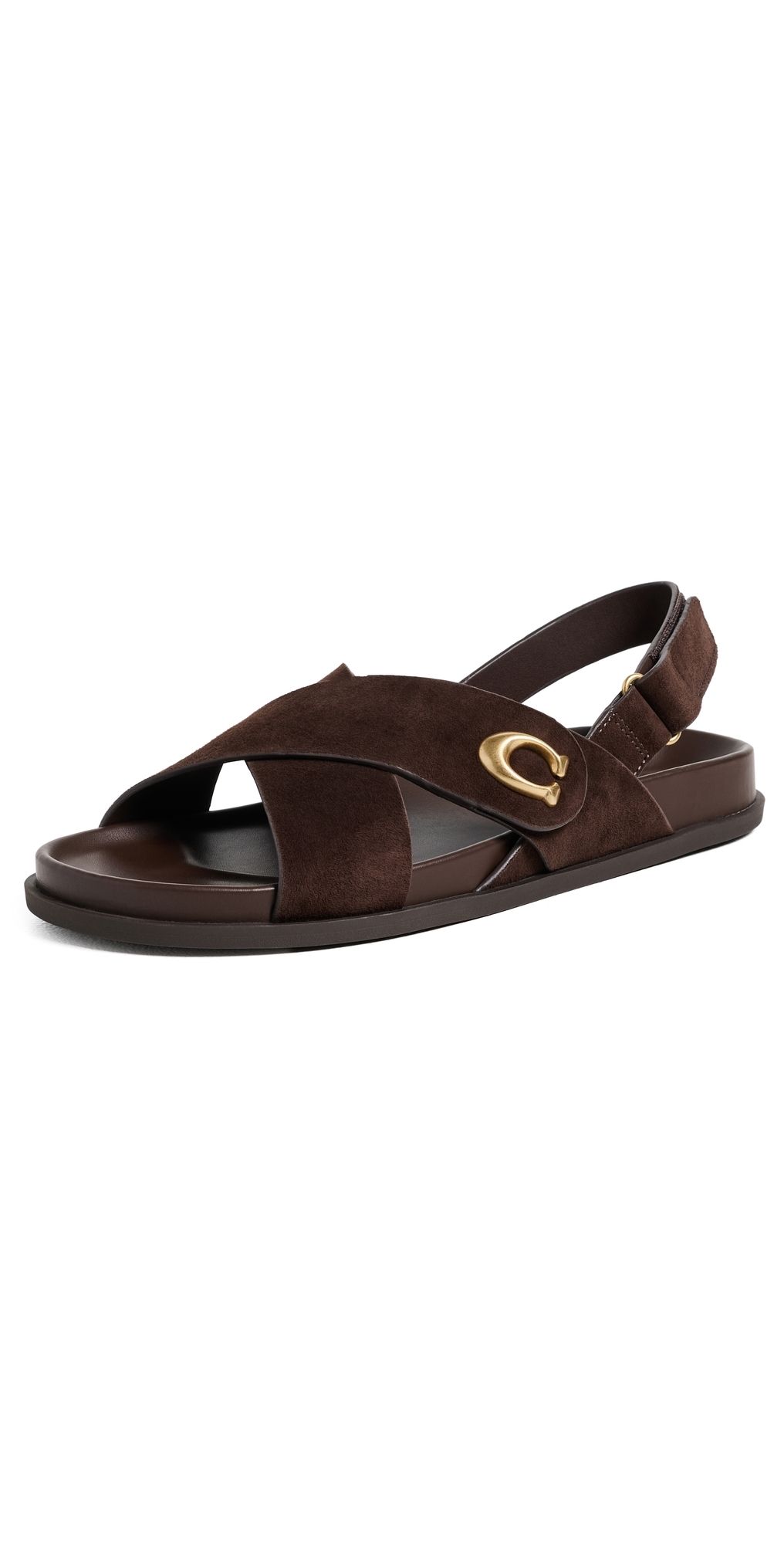 Coach Criss Cross Sandals Chocolate Suede 10