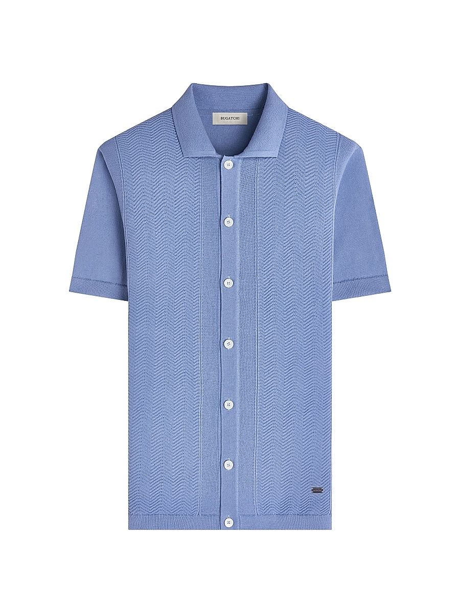 Men's Button-Front Cotton Sweater - Air Blue - Size Small