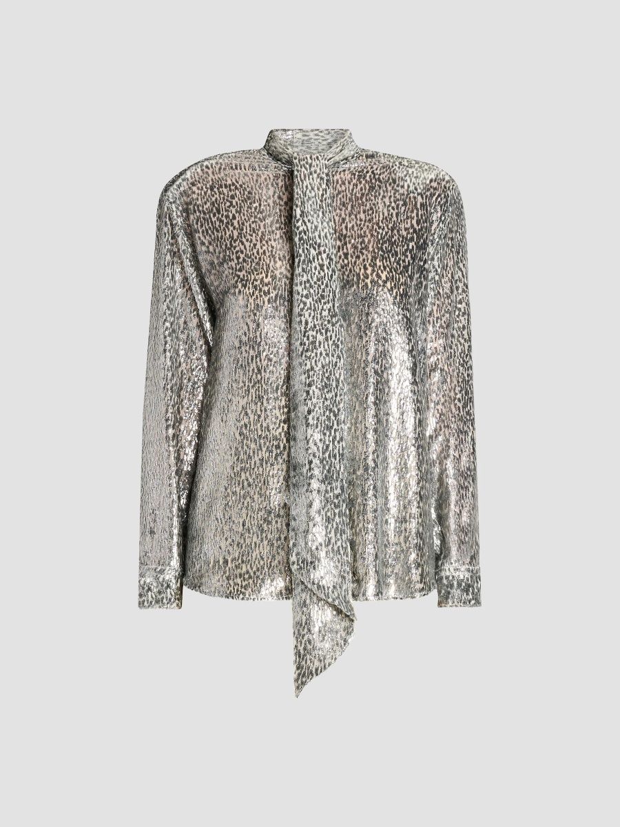 Stella McCartney Women's Fil Coupe Leopard-Print Shirt - Silver - Size 8