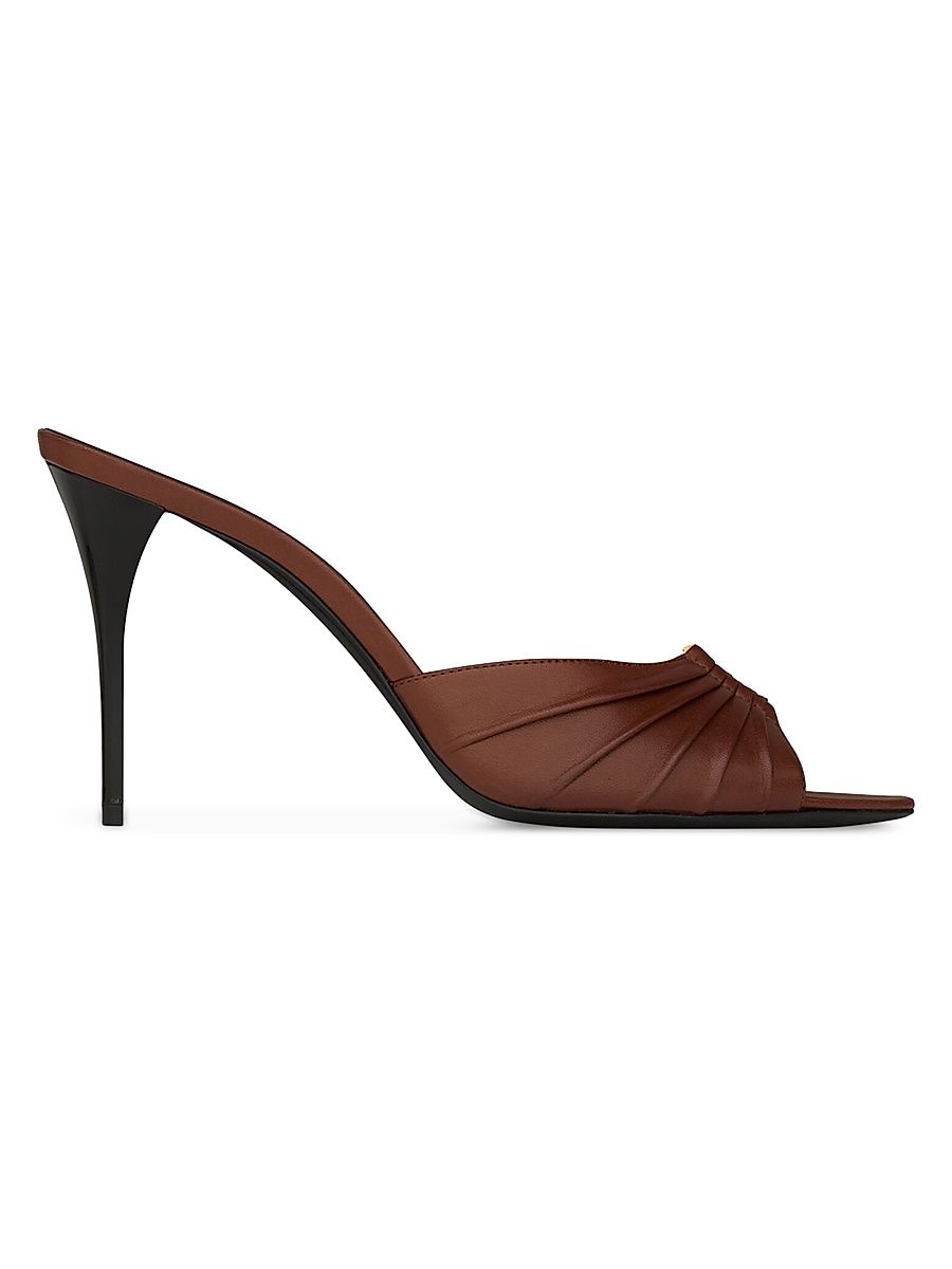 Saint Laurent Women's Babylone Mules in Smooth Leather - Aesthetic Brown - Size 5