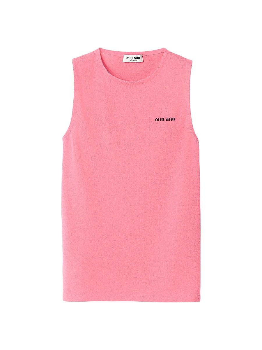 Women's Cashmere and Silk Crew-neck Knit Top - Pink - Size 8