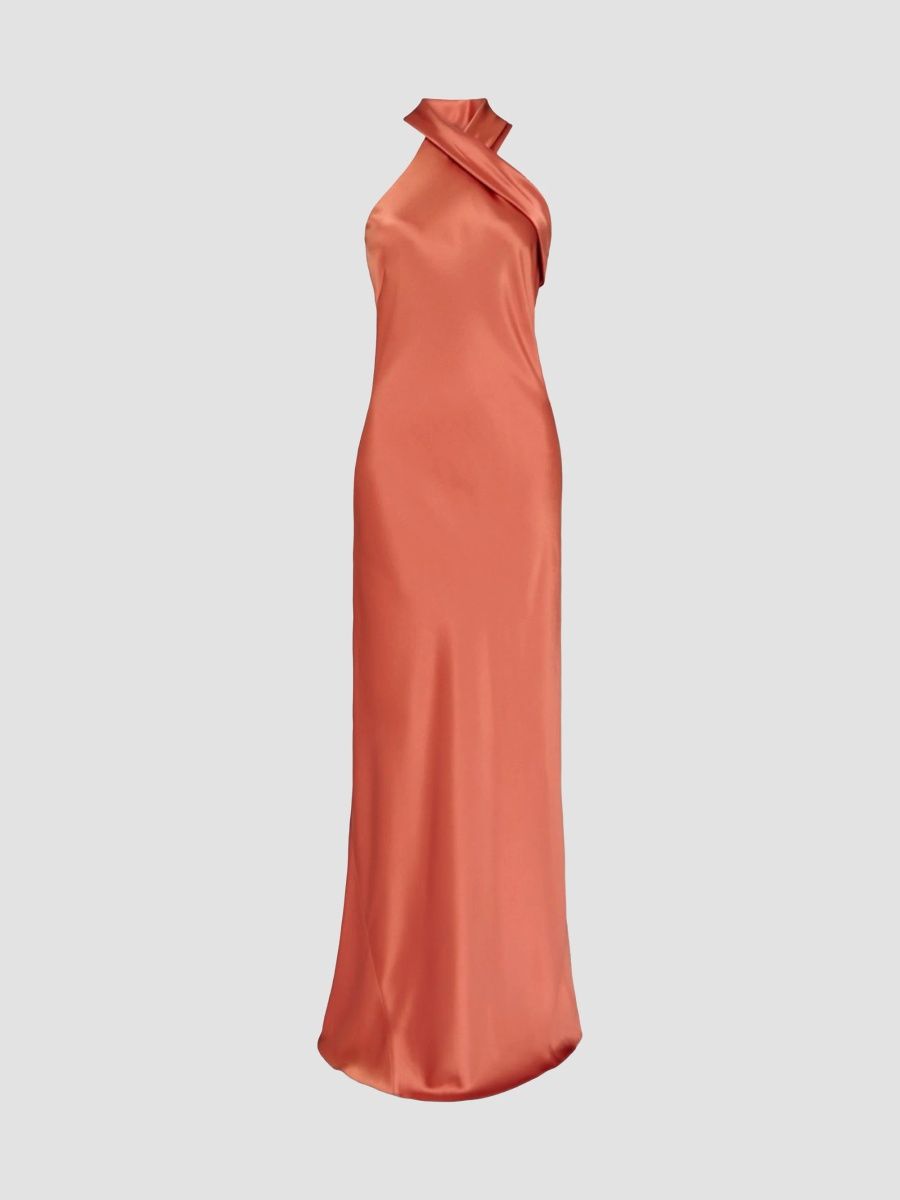 Galvan London Women's Pandora Halter Column Gown - Cinnamon - Size 4