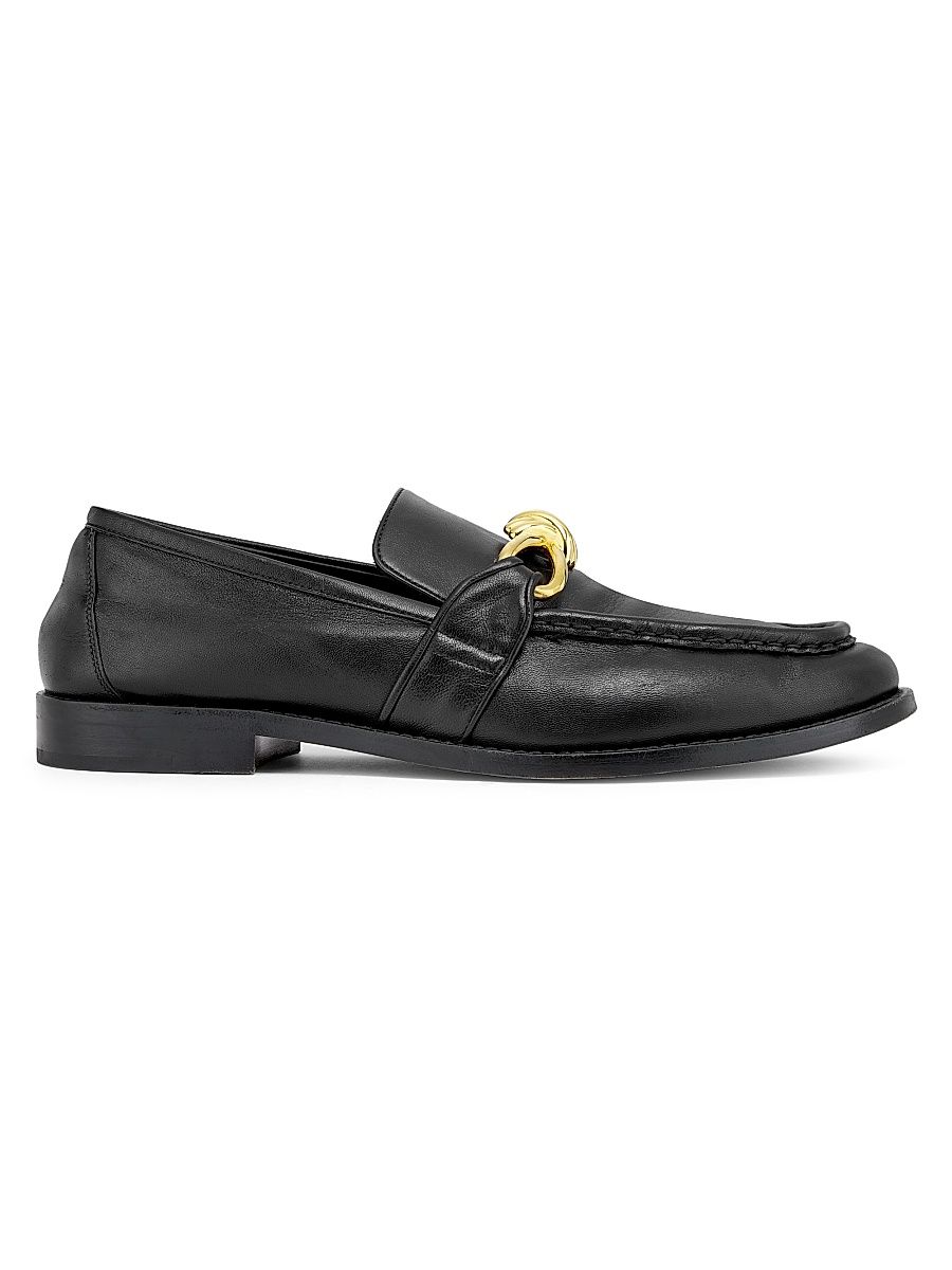 Men's Astaire Knot-Embellished Leather Loafers - Black - Size 12