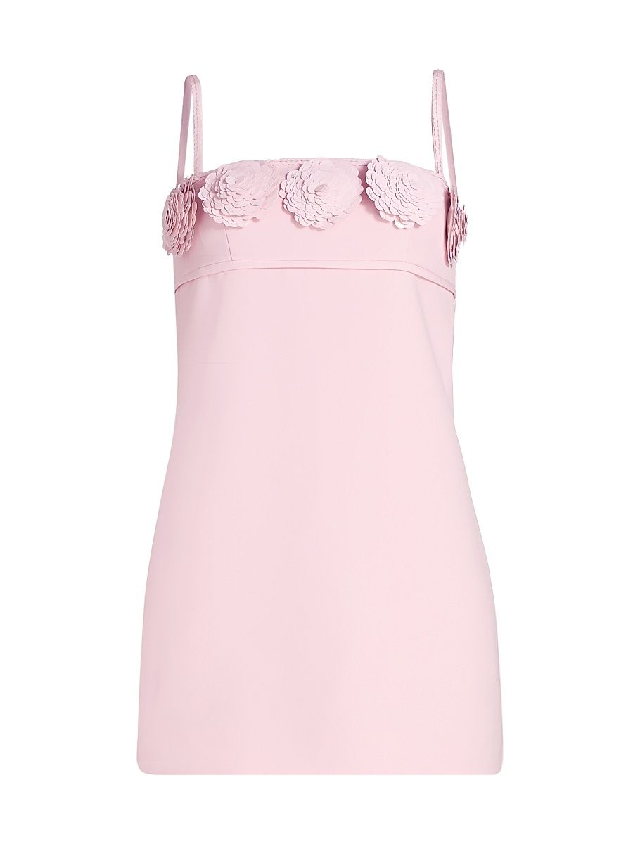 Women's Paillette-Embellished Floral-Appliqué Minidress - Pink - Size 0