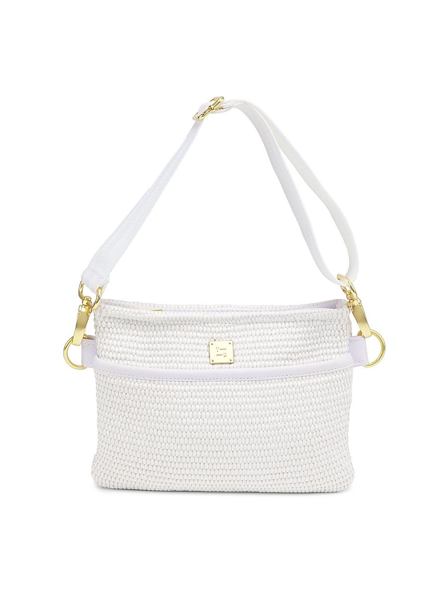 Women's Raffia Convertible Top Handle Bag - White Raffia