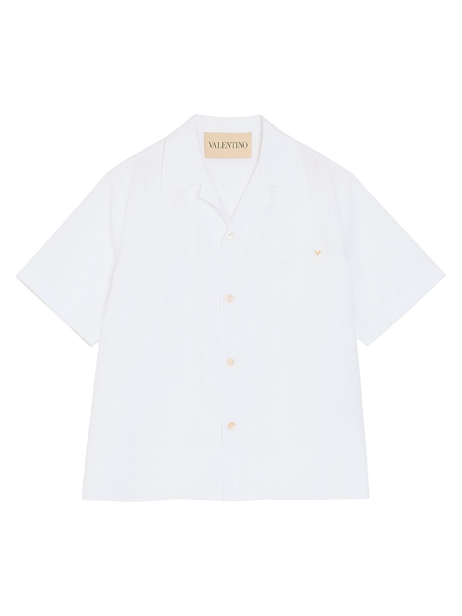 Men's Bowling Shirt in Cotton Poplin with VGold - White - Size 36