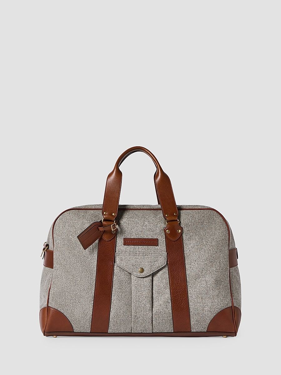 Men's Wool, Alpaca and Cashmere Flannel Street Bag - Medium Grey