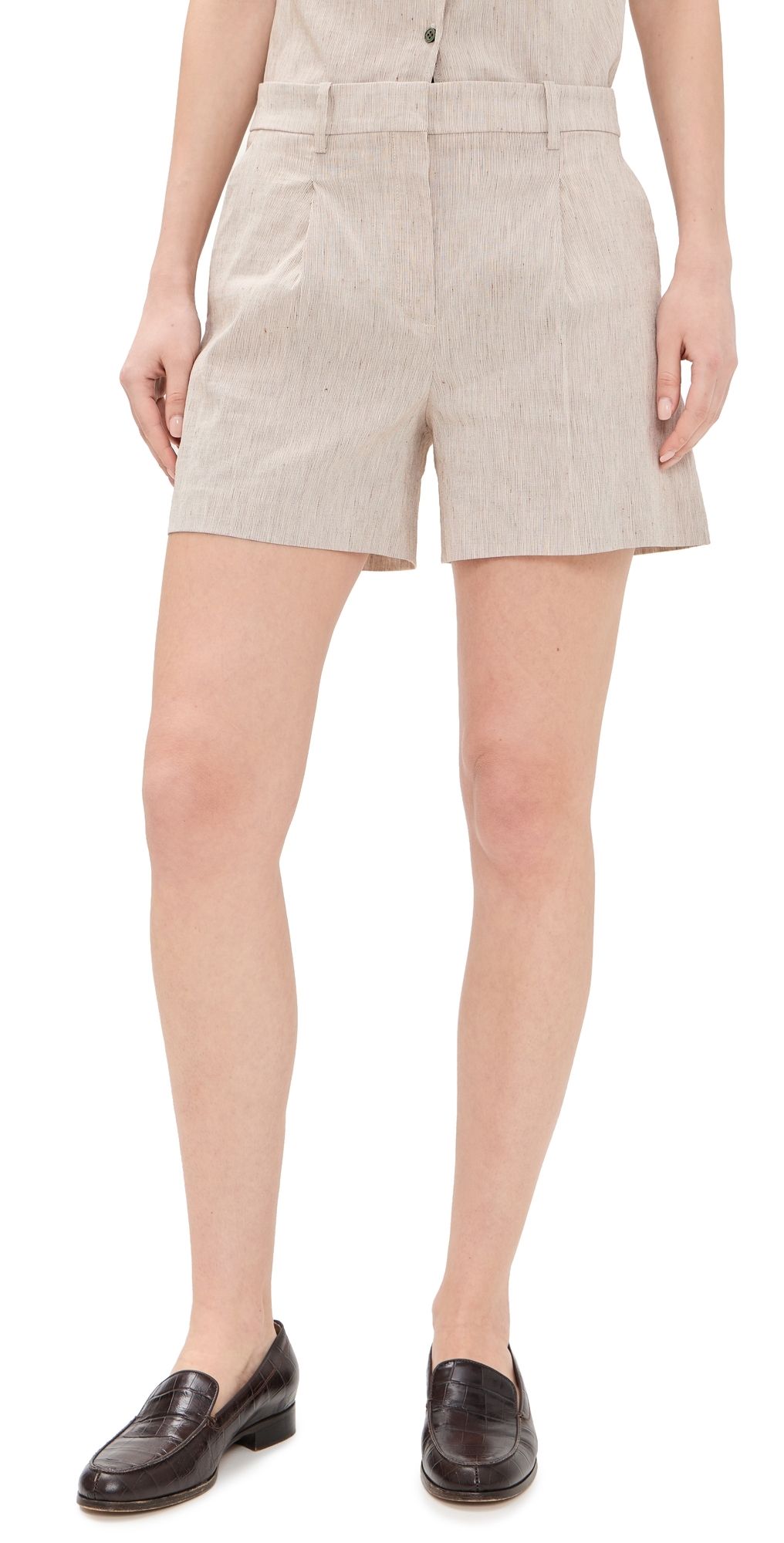 Theory Fluid Pleated Shorts Cognac Multi 6