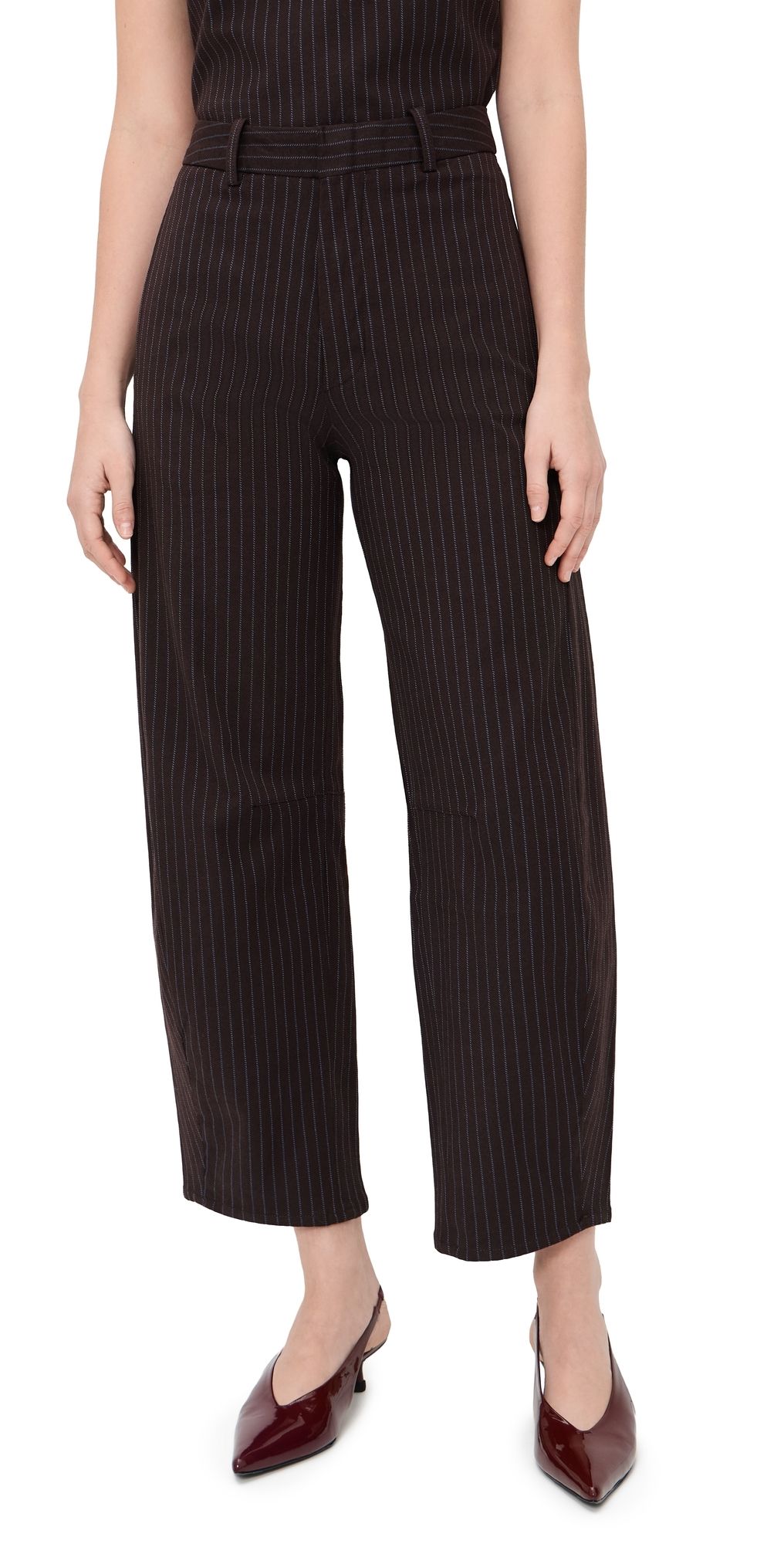 DL1961 Miro High Rise Barrel Trousers Brown/Blue Stripe (Twill) 30