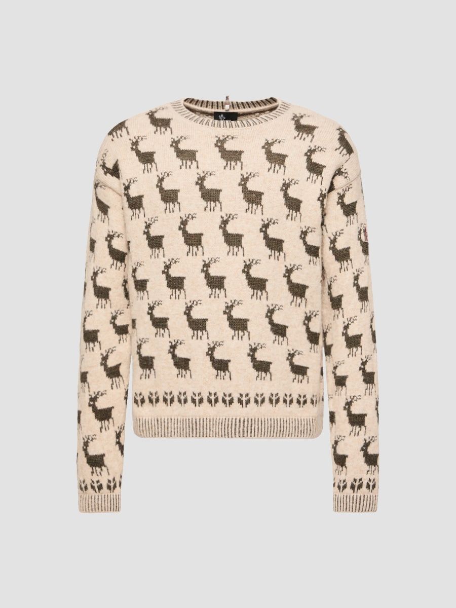 Moncler Grenoble Men's Sweater in Alpaca and Wool Blend - Light Beige - Size XL