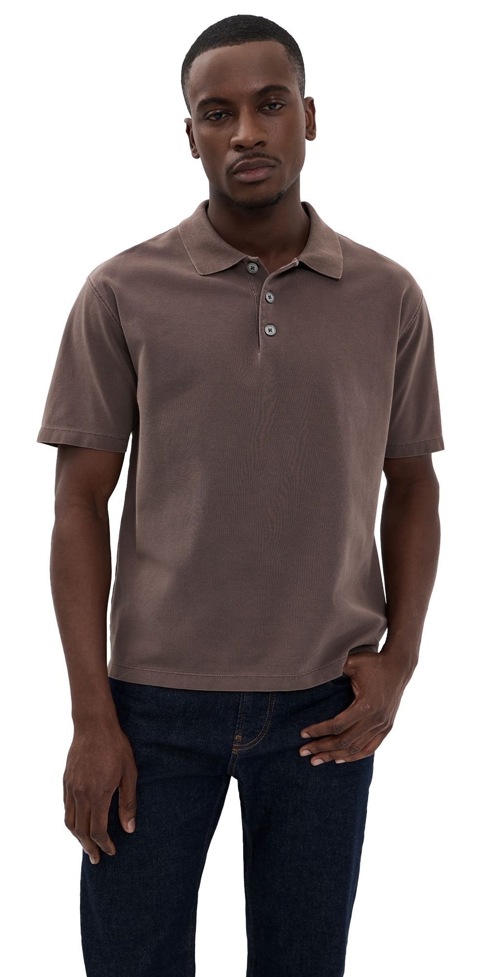 FRAME Washed Light Pique Polo Antique Cafe L