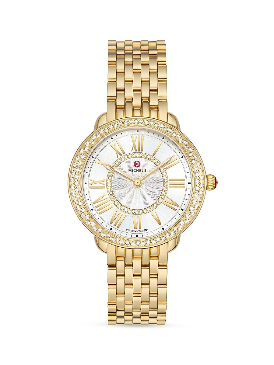 Women's Serein Mid 18K-Gold-Plated Stainless Steel & Diamond Bracelet Watch - Gold