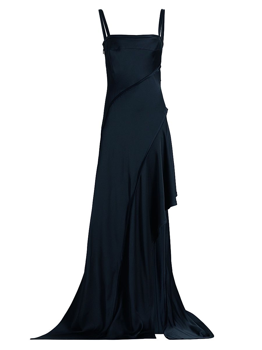 Women's Crêpe-Backed Satin Bias Slip Gown - Navy - Size 10