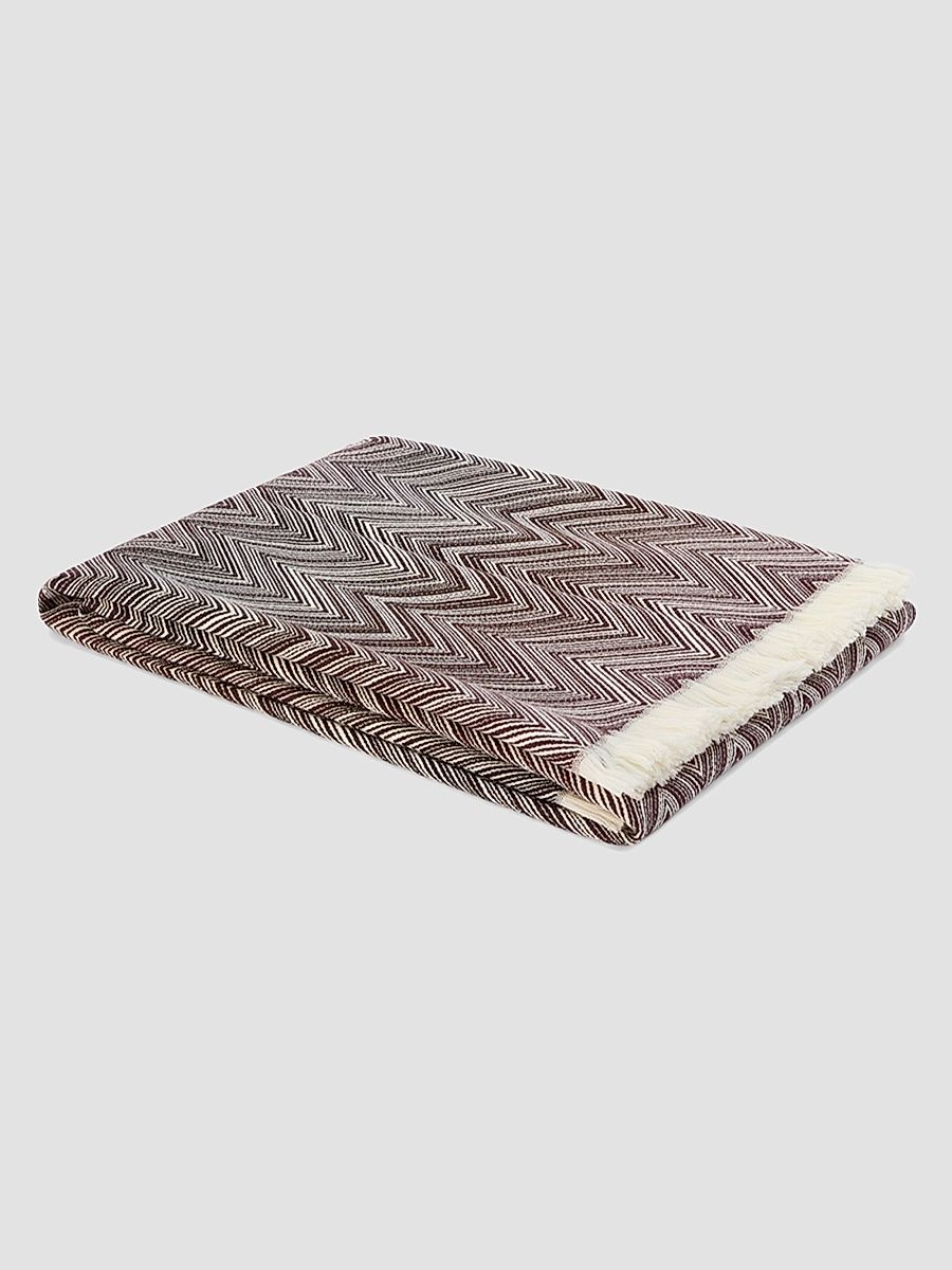 Timmy Zigzag Wool Throw - Brown White