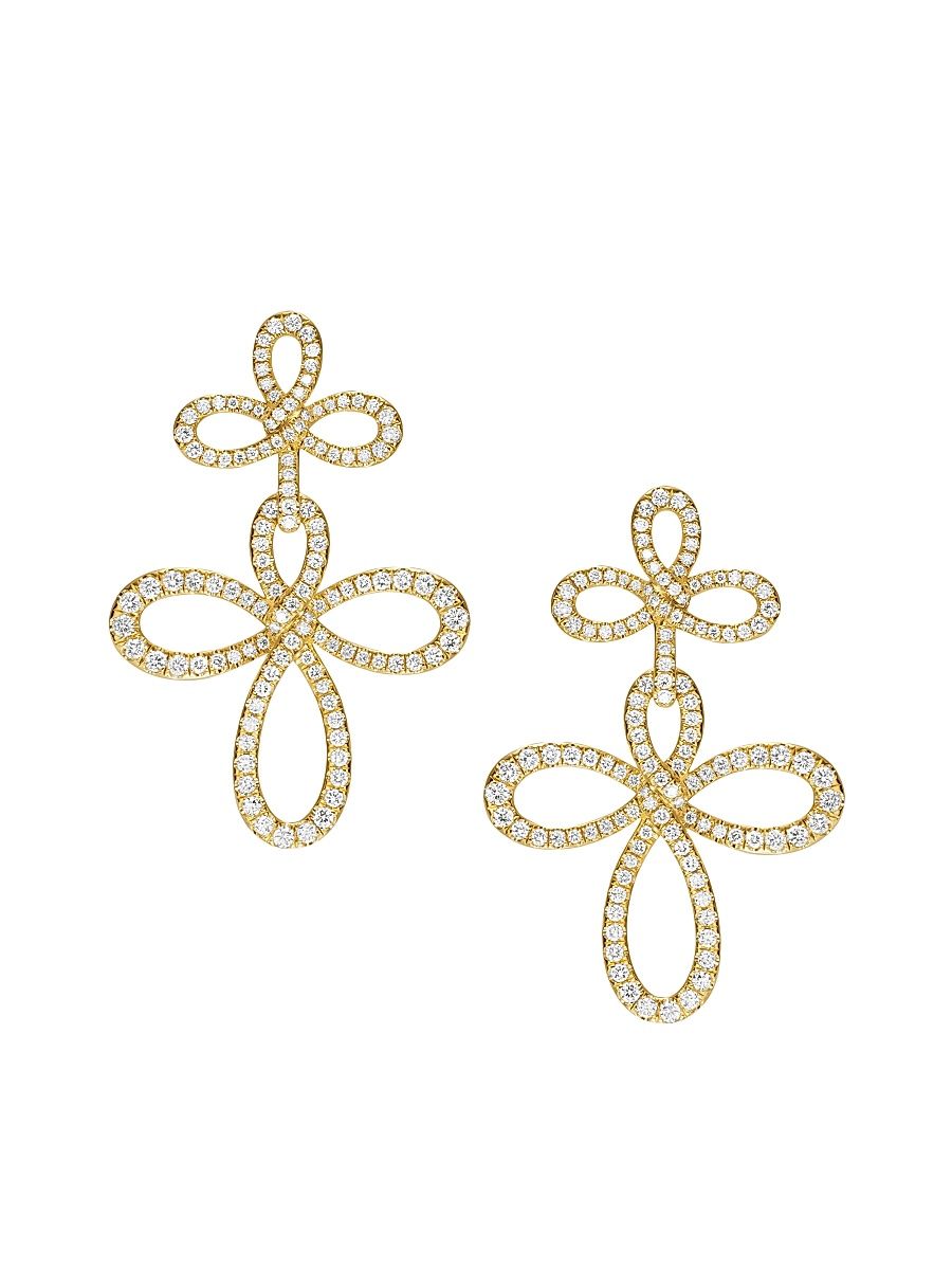 Women's Wisteria Drop Earrings in 18K Yellow Gold with Diamonds, 37.8MM - Diamond