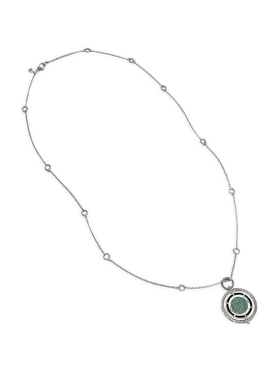 Women's Dot Moon Door Sterling Silver & Citrine Pendant Necklace - Silver - Size 28