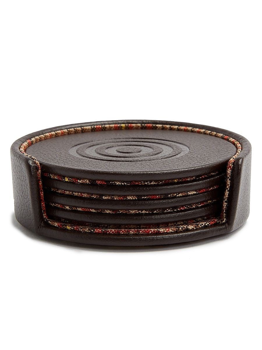 WM Brown X Wolf 4-Piece Coasters & Case Set - Brown
