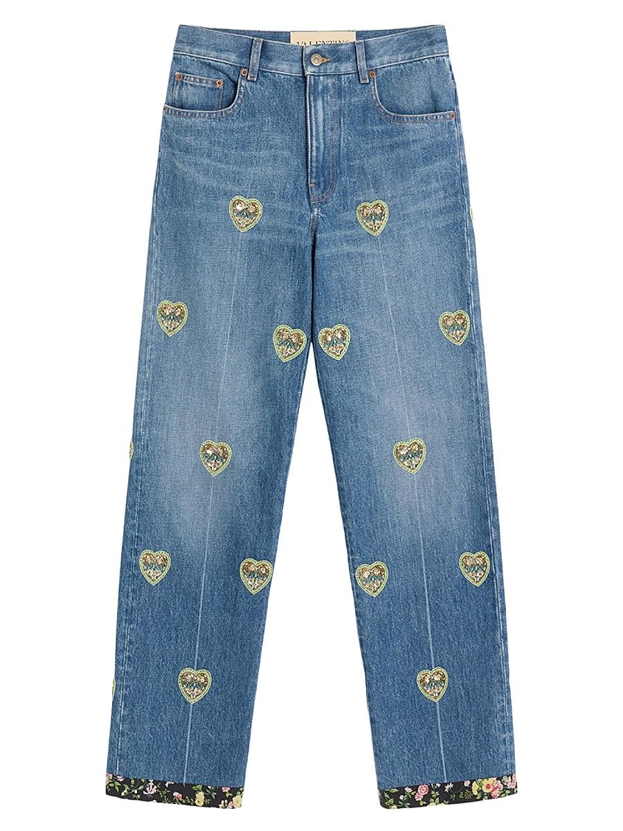 Women's Embroidered Denim Pants - Blue - Size 25