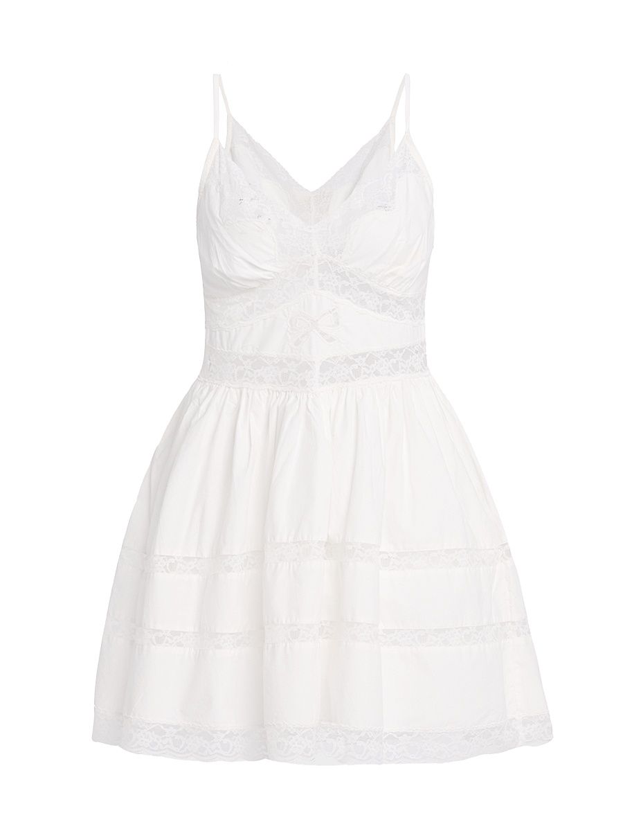 Women's Zima Cotton Lace Bow Minidress - Optic White - Size 4