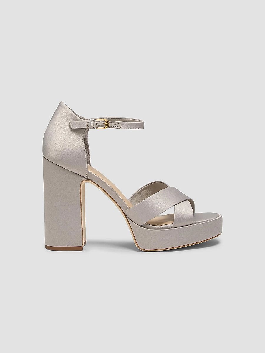 Women's 115MM Satin Platform Sandals - Cinza Claro - Size 11