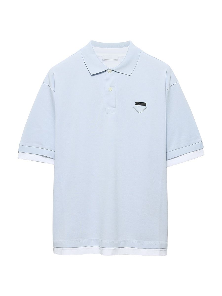 Men's Cotton Polo Shirt - Blue - Size XL