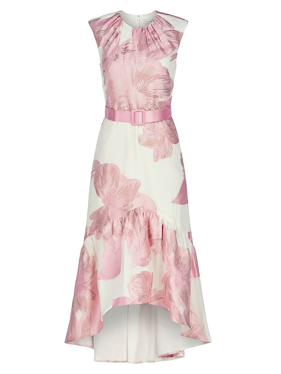 Women's Beatrix Floral Organza Midi-Dress - Pale Pink - Size 16