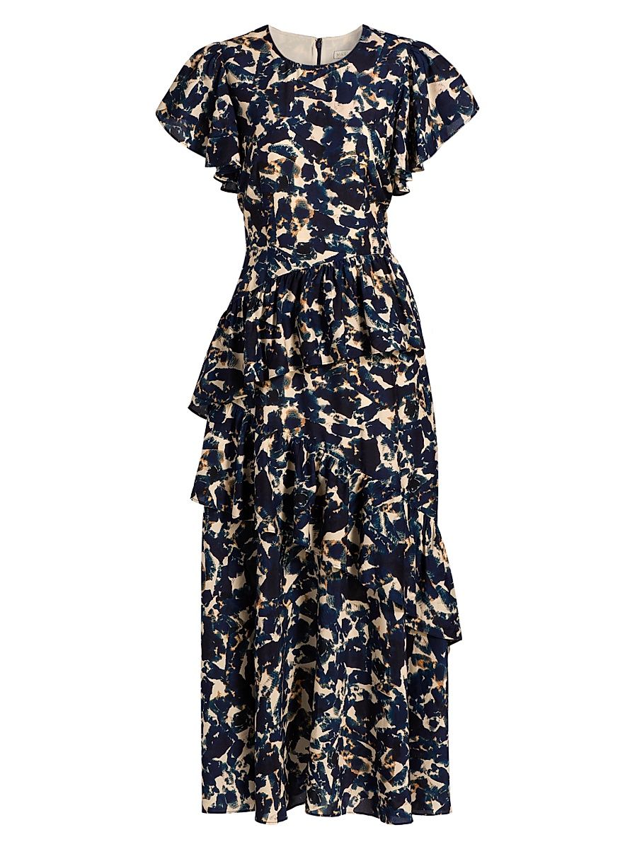 Women's Quinby Abstract-Print Maxi Dress - Pyrite - Size 10