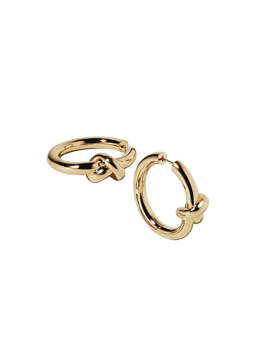 Women's Knot 10K-Gold-Plated Mini Hoop Earrings - Yellow Gold